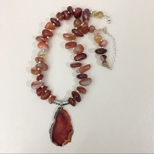 Carnelian & Orange Agate Vintage Pendant Necklace